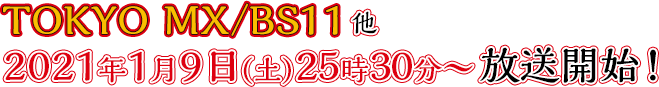TOKYO MX/BS11他 2021年1月9日(土)25時30分〜放送開始！
